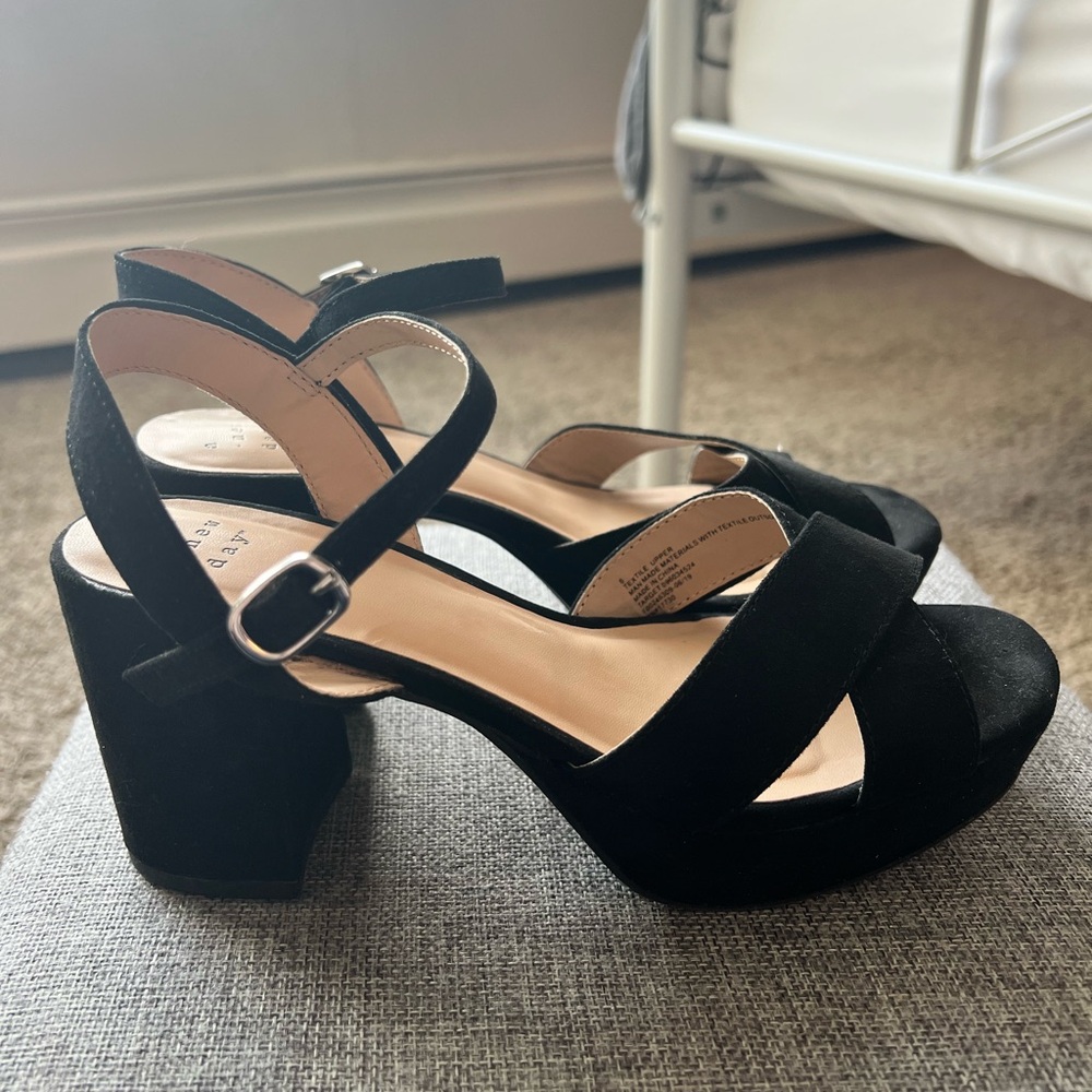 Black chunky heels
